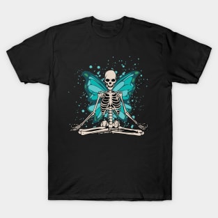 Grunge Fairycore winged skeleton graphic T-Shirt